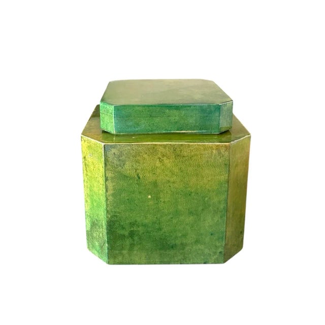 Mid-Century Modern Vintage Italian Mid Century Barware Marbled Green Hexagonal Lacquereare / Lacquered Ice Bucket For Sale - Image 3 of 8