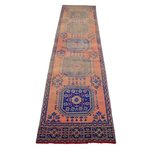 Distressed Oushak Runner Rug Whiskey Color Hallway - 2'11″ X 11'4″ For Sale - Image 4 of 11