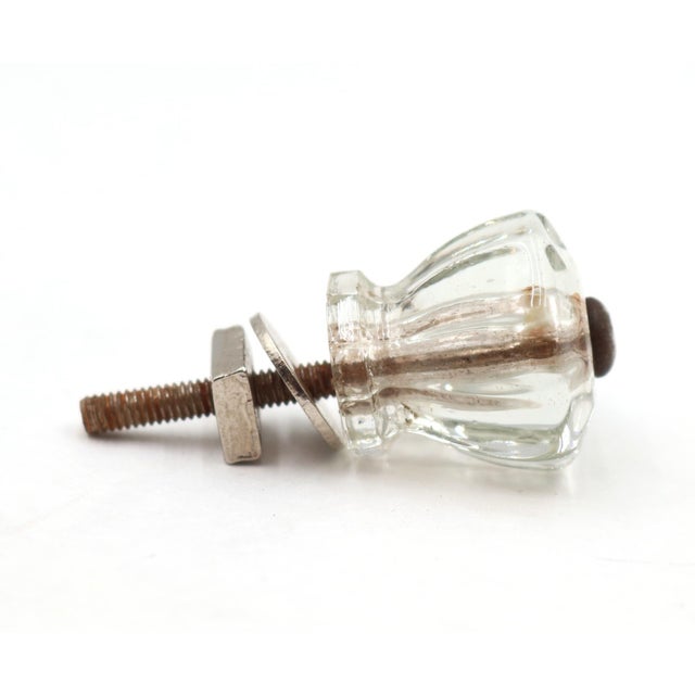 Mid 20th Century Vintage 1 In. Fluted Glass Cabinet Drawer Knob Set For Sale - Image 5 of 5