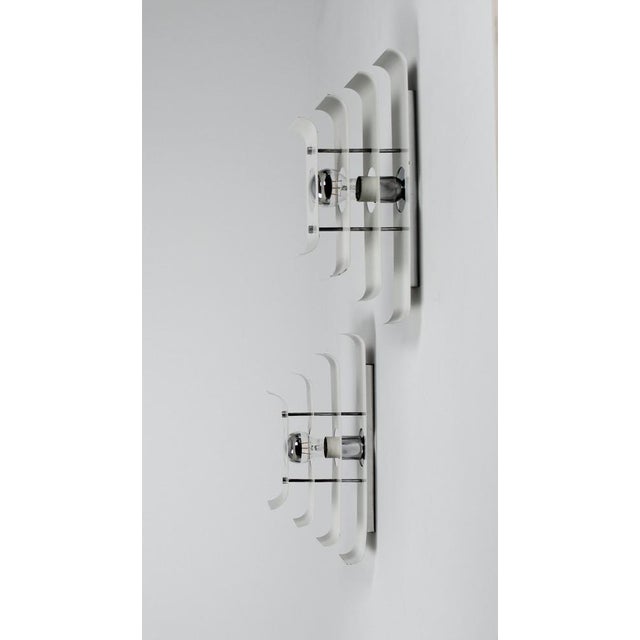 Postmodern Italian Postmodern Wall Sconces in Layered Metal, 1970s, Set of 2 For Sale - Image 3 of 15