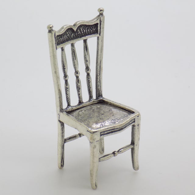 Vintage Italian Handmade Genuine Sterling Silver 925 Chair Figurine, 1970s For Sale - Image 3 of 15