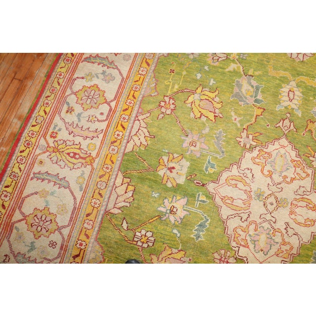 Antique Zabihi Collection Apple Green Turkish Oushak Rug - 8'8" x 10'7" For Sale - Image 9 of 12