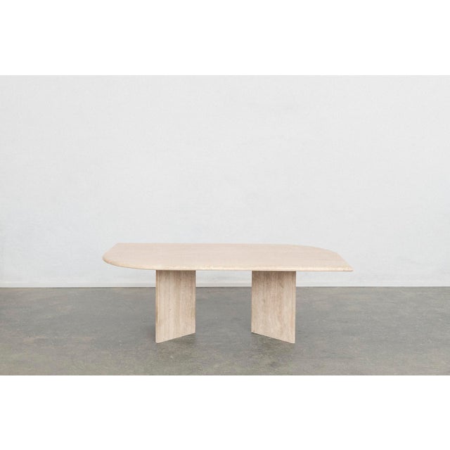 Stone Rounded Coffee Table in Travertine Stone For Sale - Image 7 of 7
