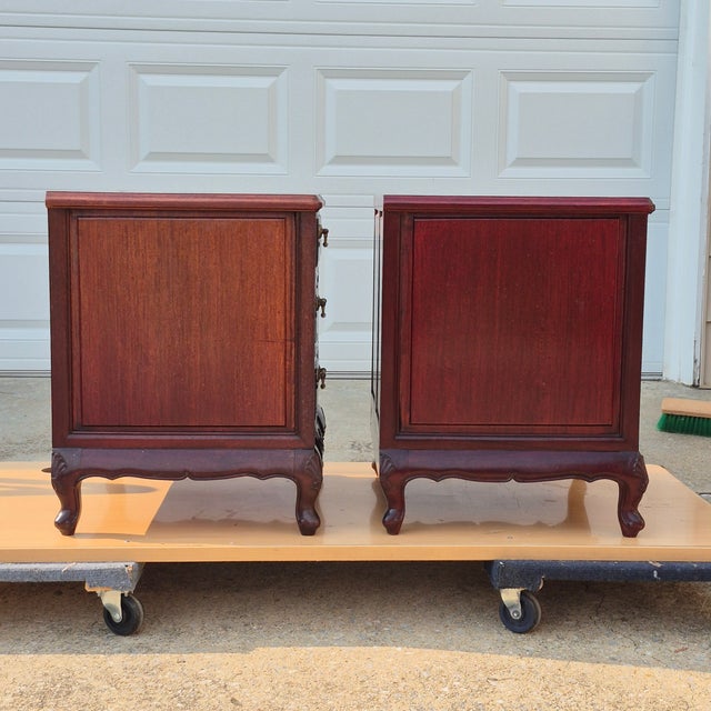 Vintage Petite Mahogany French Provincial Night Stands End Tables, a Pair For Sale - Image 10 of 14