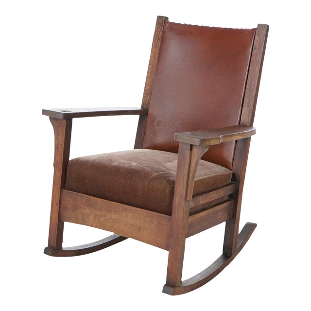 Antique Arts & Crafts Mission Jm Young Oak Rocker, 1910 For Sale