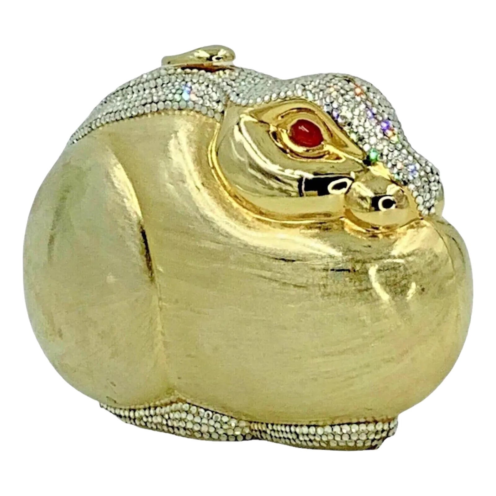 1980s Judith Leiber Rabbit Crystal Rhine Bag Gold Bunny Minaudière ...