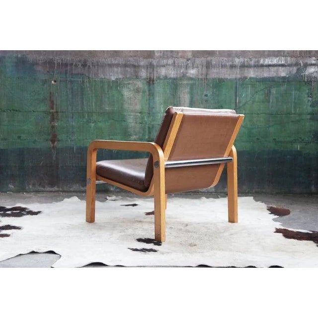 1970s Mid Century Thonet Oak Bentwood & Chrome Armchair For Sale - Image 5 of 11