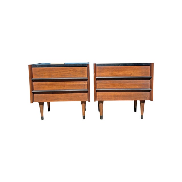 Vintage Mid Century Modern nightstands or end tables by American of Martinsville Rare Martinsville pieces! Walnut wood...