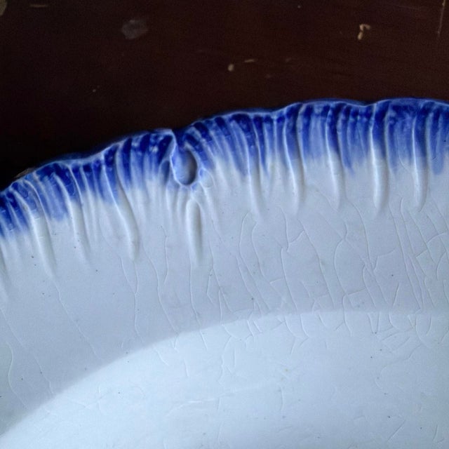 Ceramic Antique Pearlware Blue Feather Edge Platter, English, Early 19th Century For Sale - Image 7 of 18