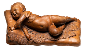 Reclining Infant in Terracotta by F. Sans