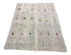 Vintage Ethnic Natural Turkish Hand Woven Area Kilim Rug