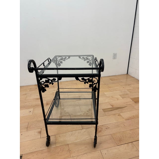 Russell Woodard Wrought Iron Bar Cart | Mid 20th Century Drinks Cart, Attributed For Sale - Image 10 of 10