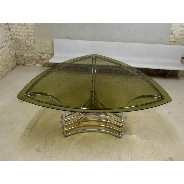 1970s Dining Table in Chrome & Smoked Glass, Italy, 1970s For Sale - Image 5 of 9