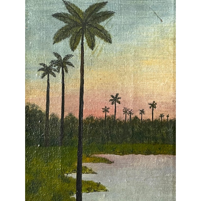 Textile Pair of Late 19th Century Florida Landscape Oil Paintings on Canvas, Signed For Sale - Image 7 of 13