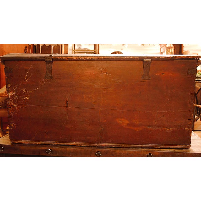 European Dutch painted trunk . Take a trip back in time with this stunning hand-painted antique chest! The date on its...