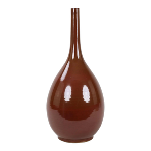 Vintage Brown Oxblood Gloss Porcelain Flask Vase