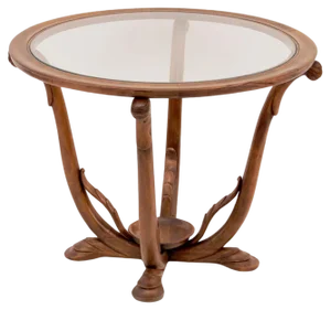 Wooden Coffee Table with Glass Top, 1940s