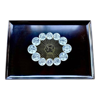 Zodiac & Globe Tray Vintage Couroc of Monterey | Astrological Celestial Design | California Modern For Sale
