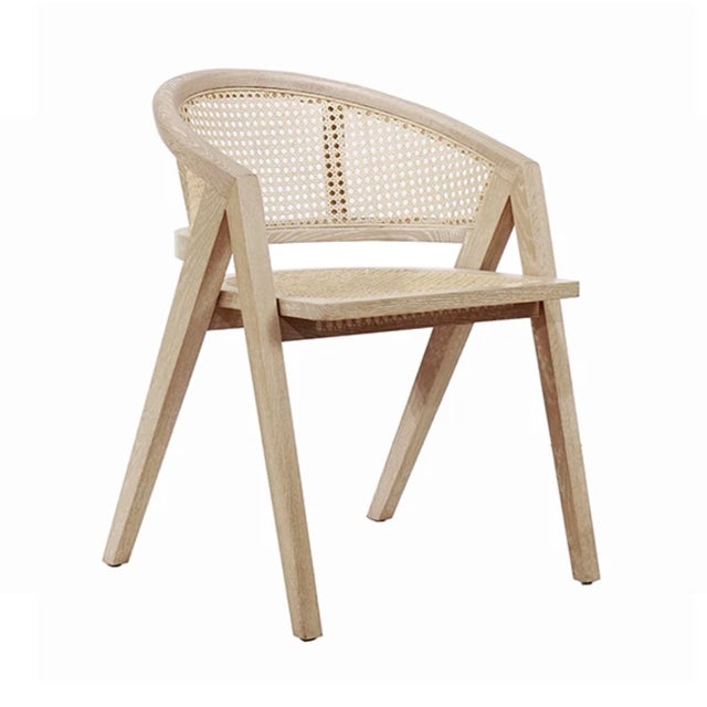 Contemporary Matthew Izzo Home Aero Cerused Oak Caned Barrel Back Dining Chair For Sale - Image 3 of 5