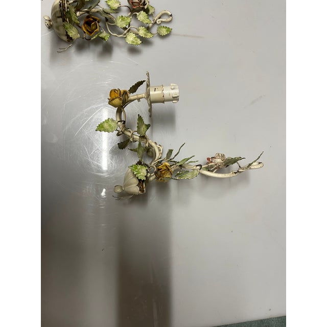 Tole Flower Sconces, 1960s, Set of 2 For Sale - Image 10 of 16