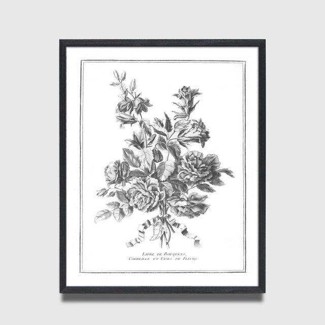 Farmhouse Reproduction French Modern Black and White Floral Print For Sale - Image 3 of 5