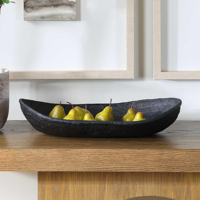 Contemporary Ember Weave Indoor-Outdoor Oblong Bowl For Sale - Image 3 of 9