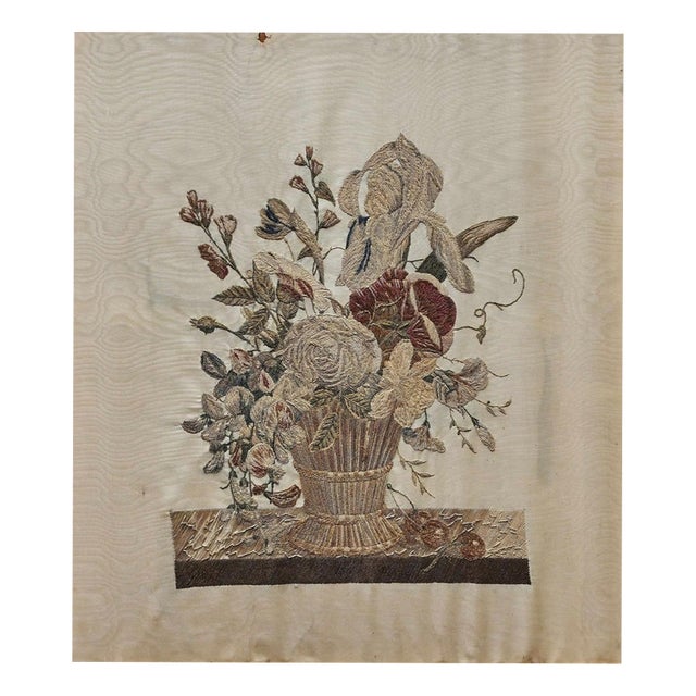 Biedermeier Floral Painting Embroidery For Sale