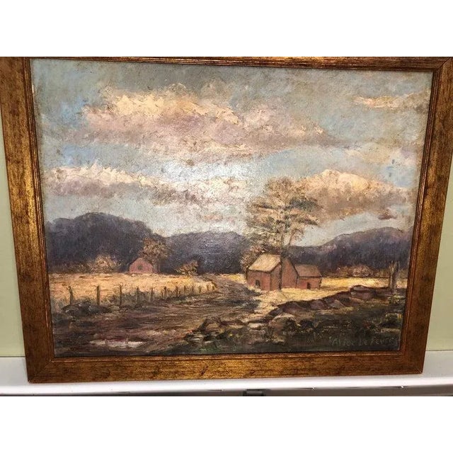 Rustic 1930s Signed Alice LeFevre Oil on Board of Pastoral New England For Sale - Image 3 of 13