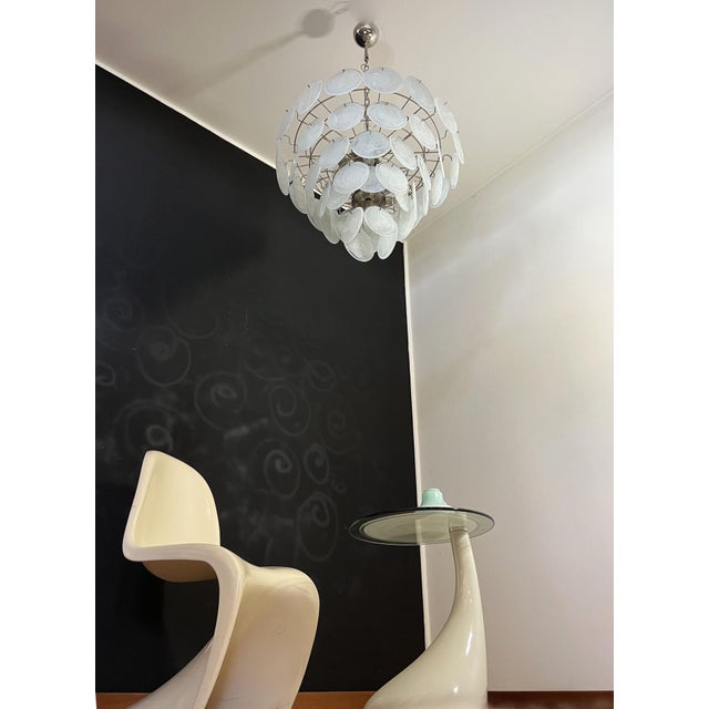 White Vintage Space Age Murano Chandelier, 1990 For Sale - Image 8 of 17