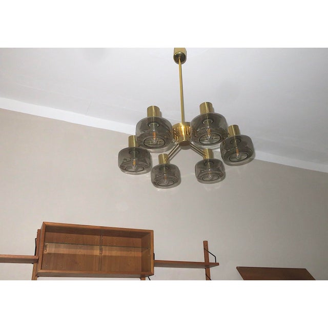 Large Brass and Glass Chandelier from Hans-Agne Jakobsson, Sweden, 1960s For Sale - Image 10 of 11