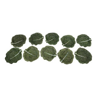 Dodie Thayer Style Cabbage Bowls Majolica Ac Pereira Portugal 20th C. - Set of 10 For Sale