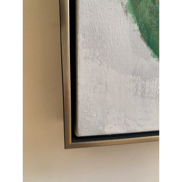 Contemporary Large Green Palm Painting in Silver Frame For Sale - Image 3 of 13
