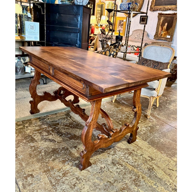 Late 19th Century Italian Baroque-Style Writing or Side Table in Walnut, 19th Century For Sale - Image 5 of 14