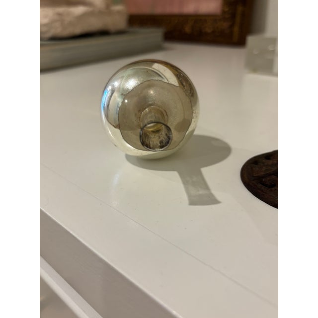 Early 20th Century Antique Blown Mercury Glass Christmas Tree Topper With Metal Stand For Sale - Image 5 of 11
