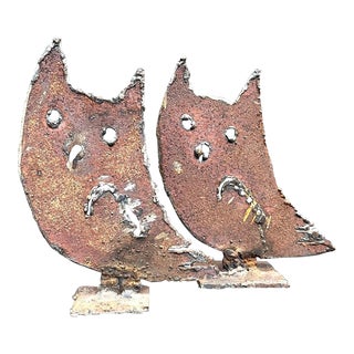 1960s Brutalist Owl Bookends- a Pair For Sale