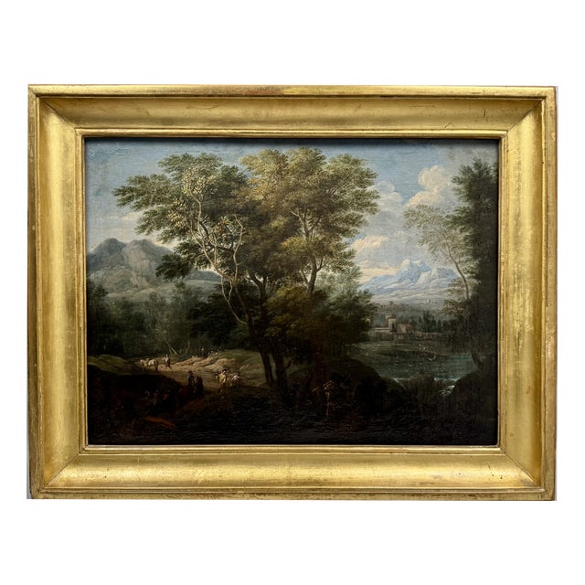 Attributed to Burisi, Italian Landscape, 1800s, Oil on Canvas For Sale