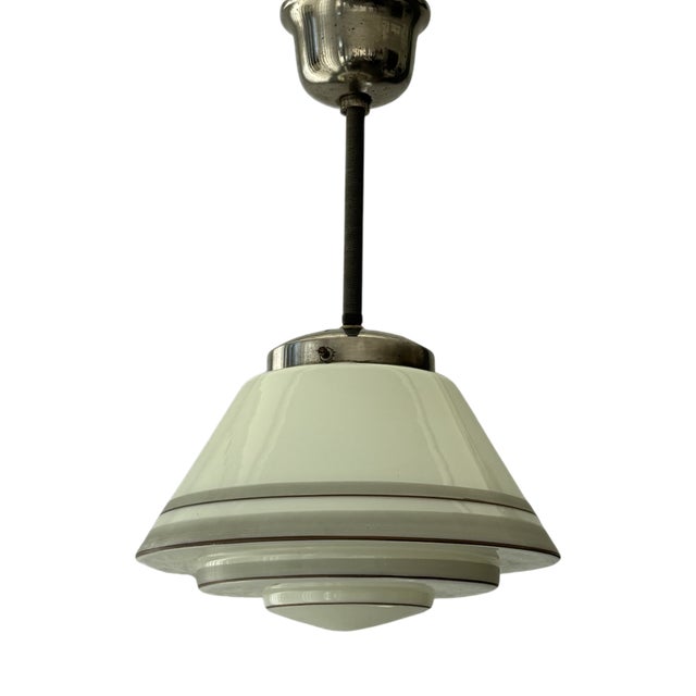 Scandinavian Art Deco Pendant Lamp with Fluorescent Glass, 1930s For Sale