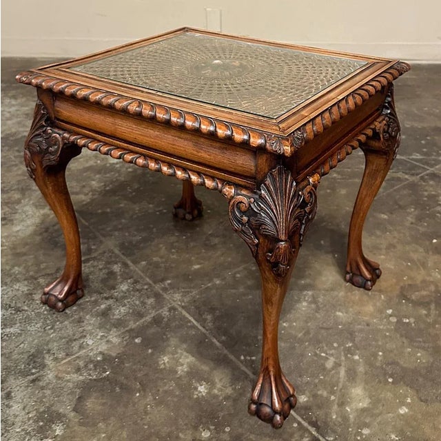 Wood Antique English Walnut Chippendale End Table For Sale - Image 7 of 11