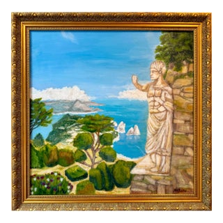 “Gardens of Augustus, Capri” Contemporary Impressionist Style Original Painting Framed For Sale
