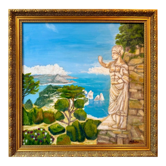 “Gardens of Augustus, Capri” Contemporary Impressionist Style Original Painting Framed For Sale