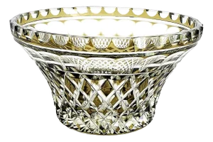Antique Olive Cameo Lead Crystal Bowl in the Style of Val St. Saint Lambert