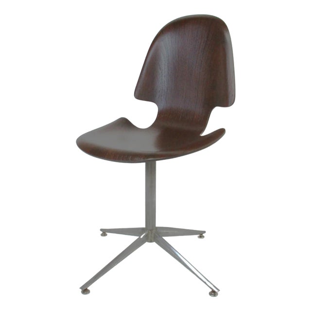 Carlo Ratti Walnut Hourglass Desk Chair for Compensati Curvati Italy For Sale