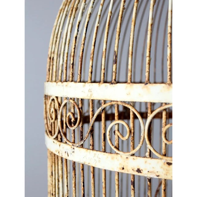 Antique XL Iron Bird Cage For Sale - Image 9 of 13