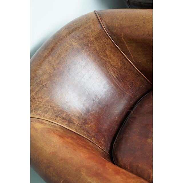 Animal Skin Set of Vintage Dutch Cognac Colored Leather Club Chairs For Sale - Image 7 of 18