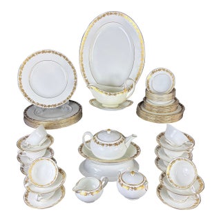 Wedgwood Whitehall White (W4001) Fine Bone China Dinnerware — Complete 8-Place Estate Setting With Tea Service (59-Piece Master Lot #1) For Sale