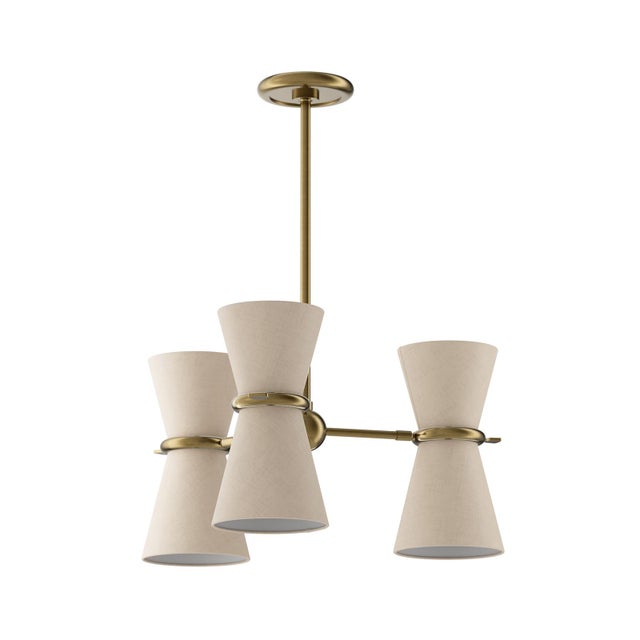 Gable Pendant, Antique Natural Brass with Oyster Shade For Sale - Image 9 of 9