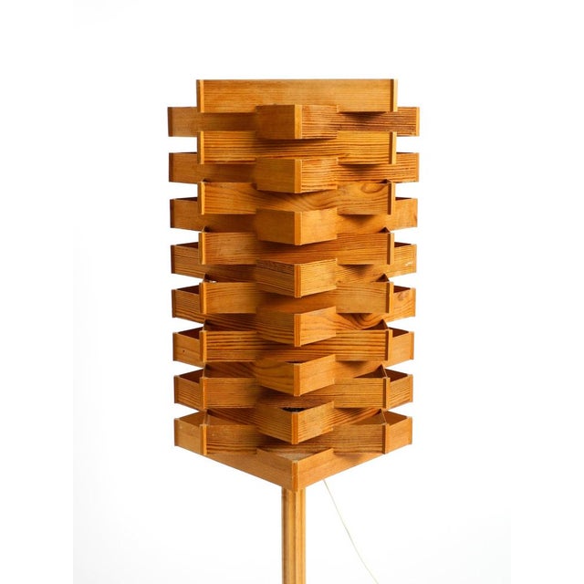 Large Scandinavian Pine Veneer Floor or Table Lamp, 1960s For Sale - Image 4 of 18
