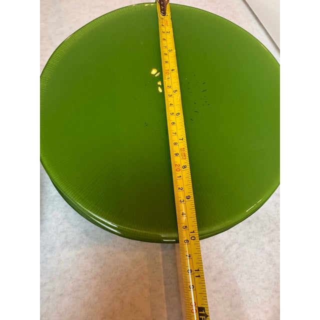 Vintage Italian Murano Style Hand Blown Emerald Green Glass Plate Set 18pc For Sale - Image 10 of 12