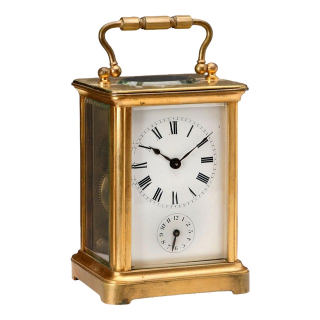 Vintage Bronze and Beveled Glass Travel Clock For Sale