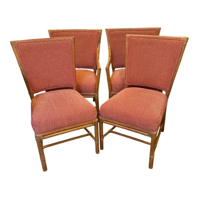Design Plus Gallery presents a Set of Four Prescott Dining Chairs by Orlando Diaz-Azcuy for McGuire Furniture. This set...